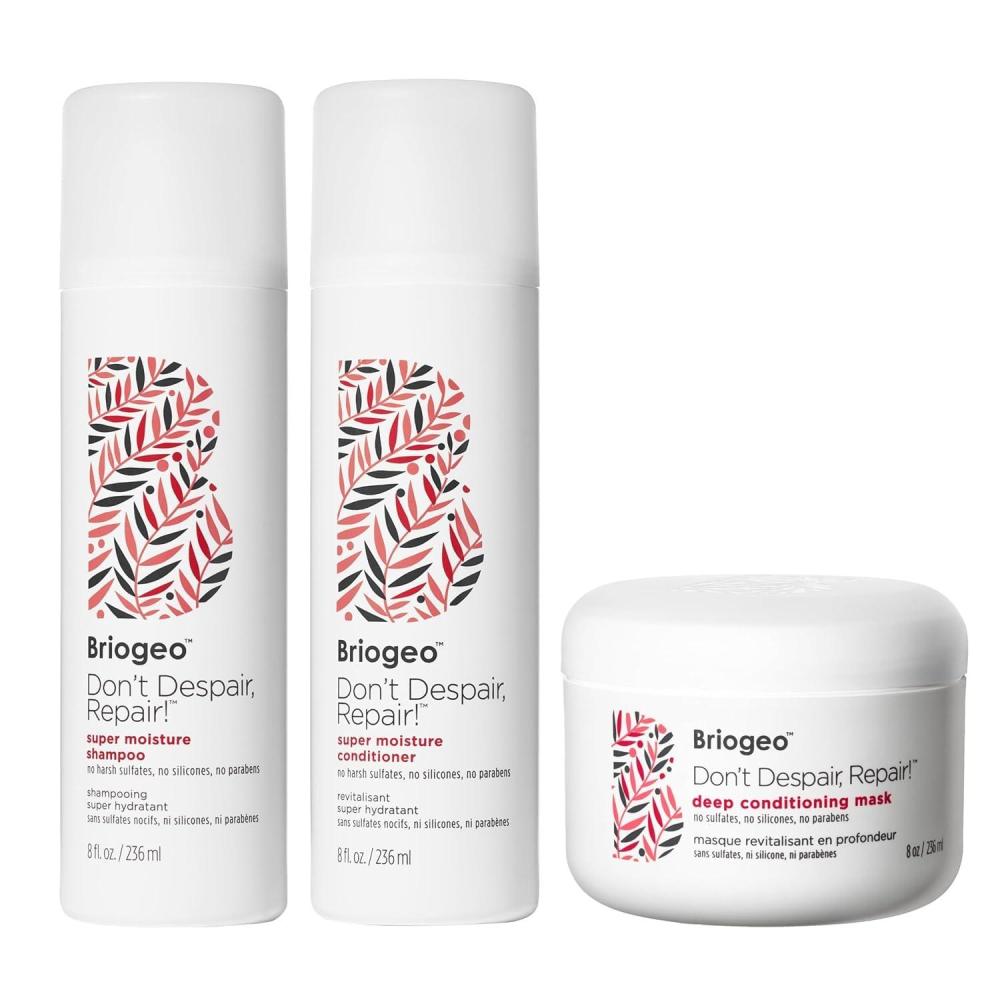 image:imageBriogeo Dont Despair Repair DamageRepair Trio  Super Moisture Shampoo  Conditioner  Deep Conditioning Mask for Dry amp Damaged Hair  SulfateFree SiliconeFree Vegan  3 x 8 fl oz