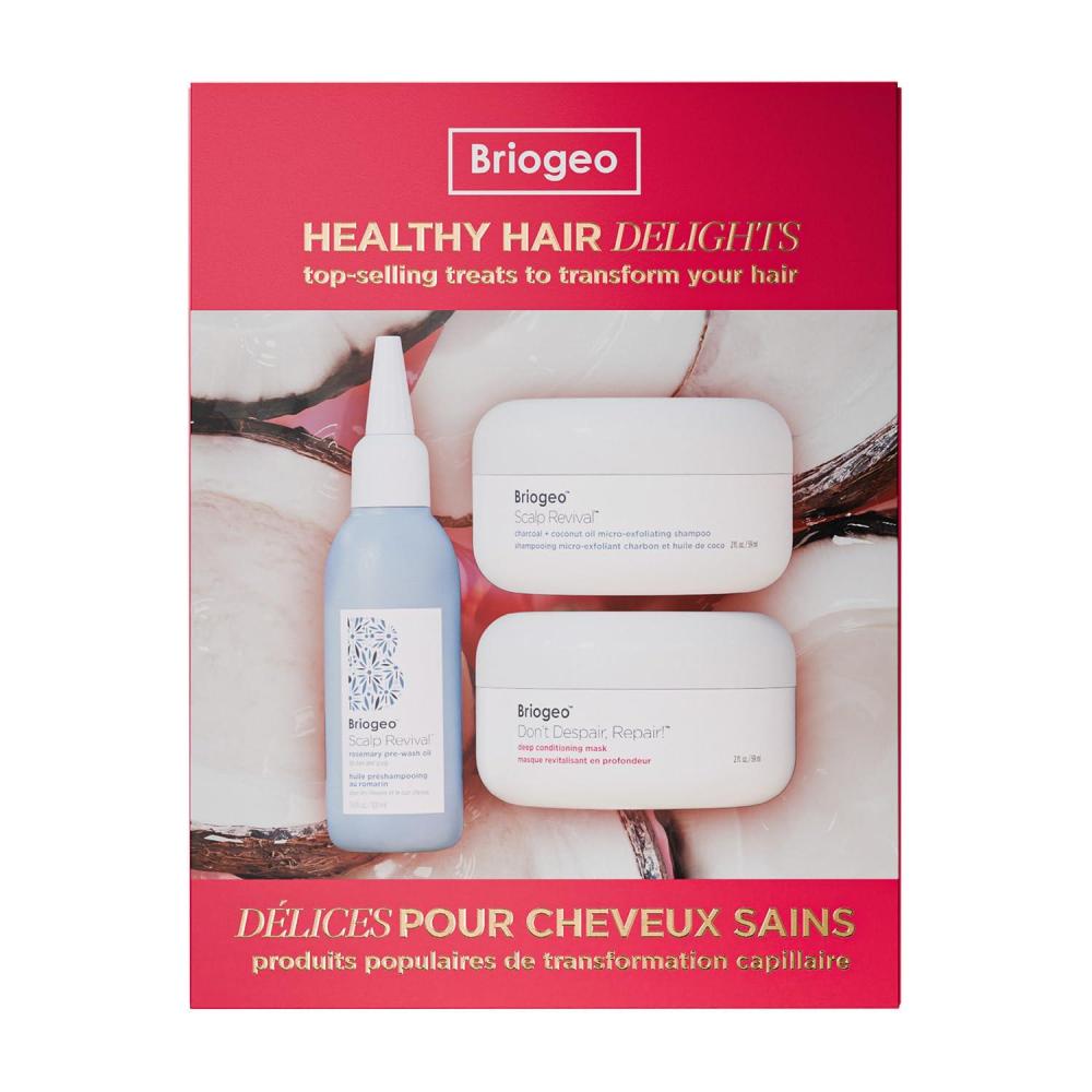 image:imageBriogeo Healthy Hair Delights Holiday Kit  Scalp  Hair Repair Gift Set  Deep Conditioning Mask Scalp Scrub amp Rosemary PreWash Oil  Clean Vegan for All Hair Types