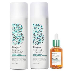 Briogeo Destined For Density Caffeine + Biotin Peptide Shampoo + Conditioner + Serum Bundle | Thicker, Fuller‑Looking Hair | Vegan, Silicone‑Free | 2 x 8 fl oz + 1.5 fl oz
