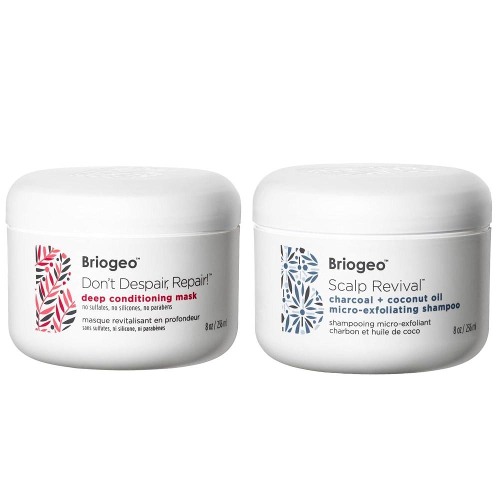 image:imageBriogeo Repair  Scalp Detox Bundle  Dont Despair Repair Deep Conditioning Mask  Scalp Revival Charcoal  Coconut Oil MicroExfoliating Shampoo  Vegan SulfateFree  2 x 8 fl oz
